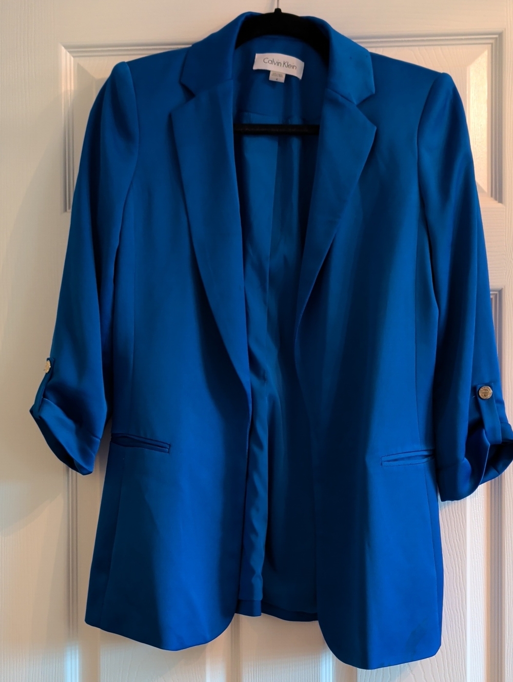 Calvin Klein Women's Royal Blue Open-Front Blazer